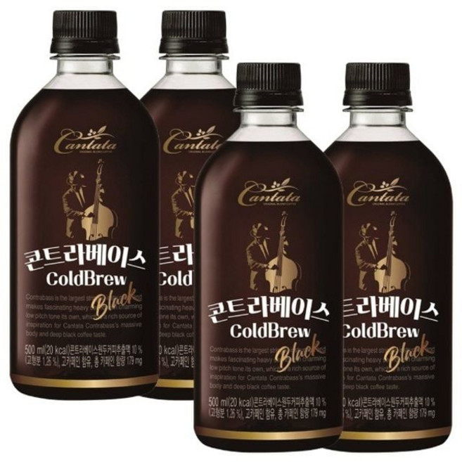 롯데 칸타타 콘트라베이스 블랙 500ml 24PET rkr625du, 1개, 1ml