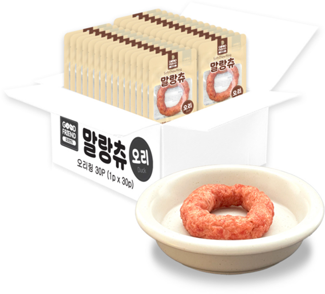 굿프랜드 말랑츄 오리스틱 30p x 2개 말랑말랑 소프트 강아지간식, 60개, 10g, 오리