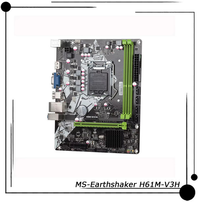 MAXSUN 데스크탑 컴퓨터용 mATX 마더보드 H61 1155 DDR3 4 SATAII 완벽한 성능검사완료 완료 MS-Earthshaker H61M-V3H, 01 마더 보드