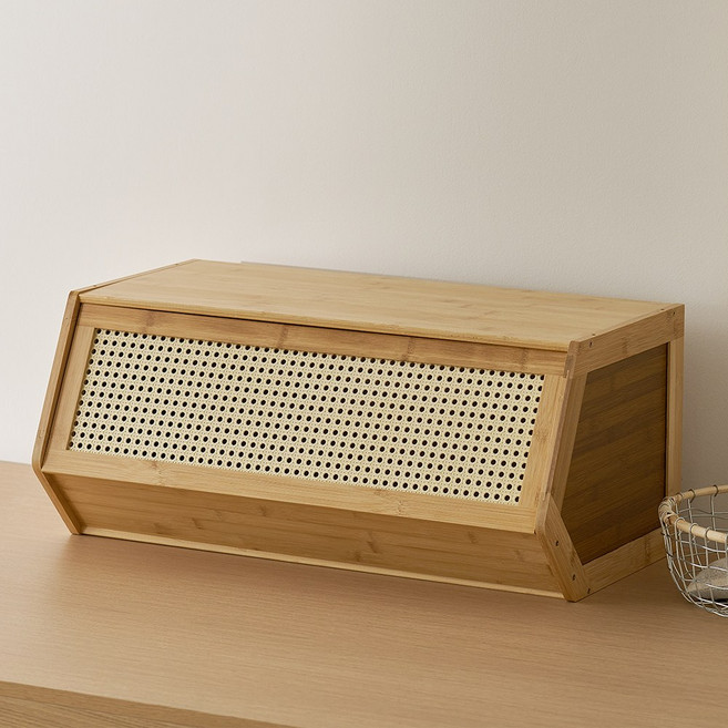 코지블럭 뱀부 원목 수납장, 라탄형, 1개