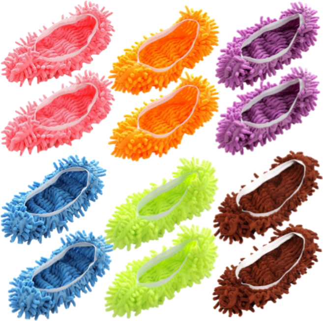 Mirsh 극세사 바닥 청소 슬리퍼, 6세트