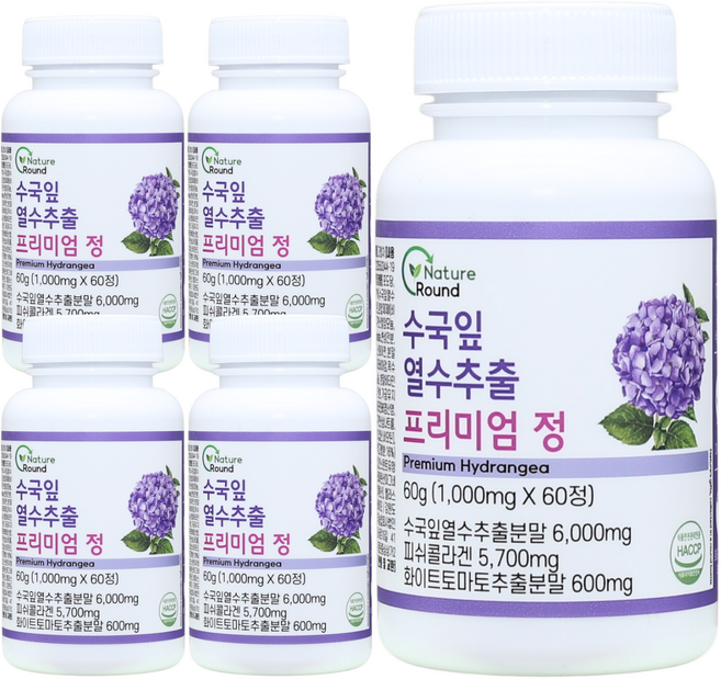 네이처라운드 수국잎열수추출물 AMPK효소 1000mg, 5개, 60정