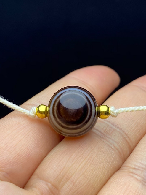 藏傳老珠 天眼圓珠天珠配珠 鎖骨珠 14mm, 如圖所示, 1個