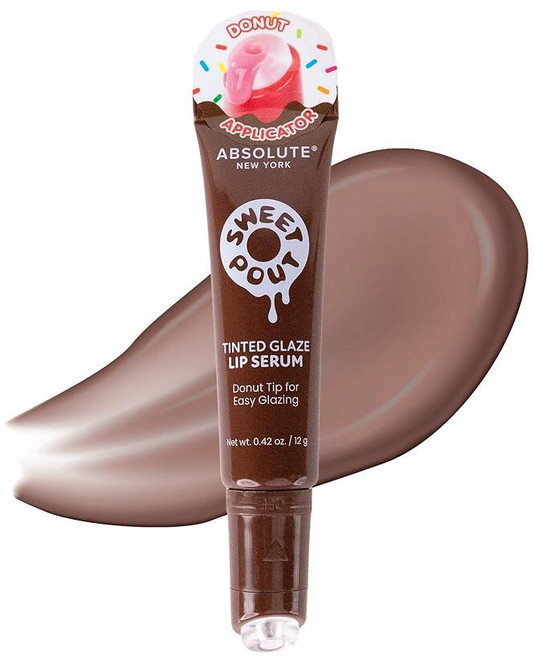 Absolute New York Sweet Pout 틴트 글레이즈 립 세럼 도넛 팁 어플리케이터 펩타이드가 함유된 하이드레이팅 포뮬러 비타민 E 및 호호바 씨드 오일 (츄, Cocoa Dip, Cocoa Dip