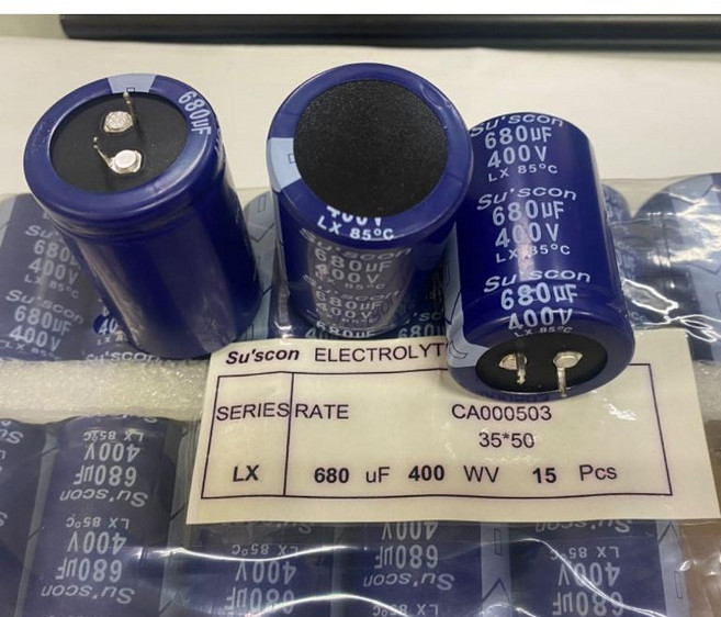 Su'scon 鋁質電解電容 680uF 400V 35x50mm 牛角(SNAP)電容, 1個, 蓝色