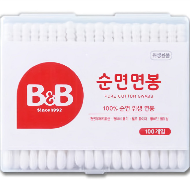 비앤비 유아 면봉, 100개입, 1개