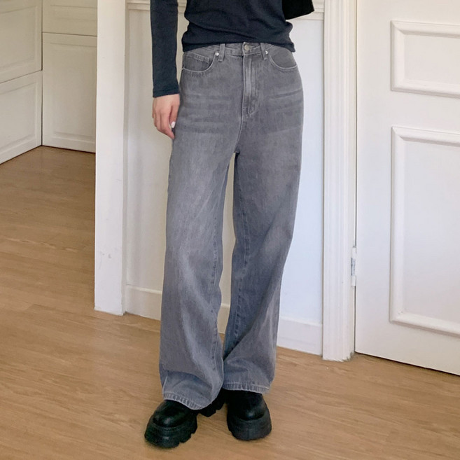 조이메리 여성 와이드 워싱 데님 사계절 빅사이즈 하이웨스트 청바지 카린