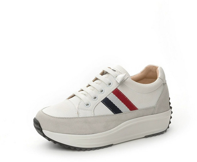 꾸꾸지민 6cm 통굽 소가죽 운동화 여성 키높이 스니커즈