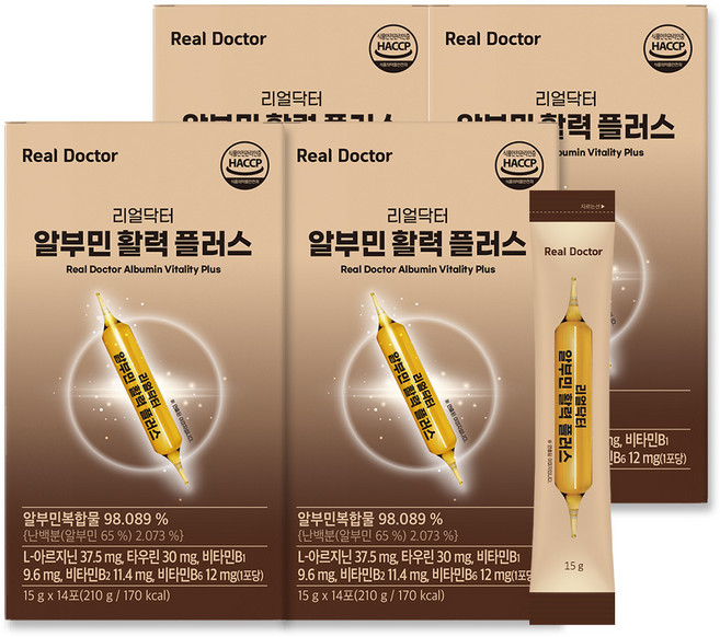 리얼닥터 효과 빠른 마시는 알부민 액상 고함량비타민 부모님 기력보충 운동활력 에너지보충제 음주전후 타우린 아르기닌 비타민B고함량, 4개, 14회분