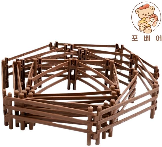 20P 울타리 조각 모형 놀이 미니어처 인테리어 소품 재료, 브라운 울타리