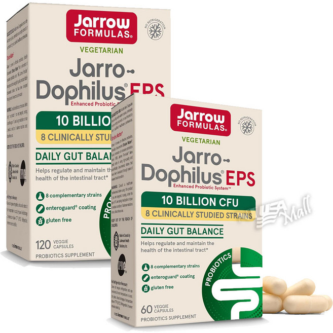 자로우 남성 여성 도피러스 EPS 프로바이오틱스 유산균 60캡슐/120캡슐 JARROW FORMULAS PROBIOTICS 10 BILLION CFU PROBIOTIC SUPPLE