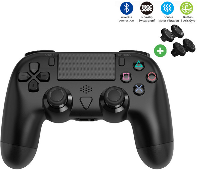 [국내정발] PS4 듀얼쇼크4 무선 컨트롤러 피파 PC 스팀 호환 / DOBE 클론 패드, 블랙, 1개
