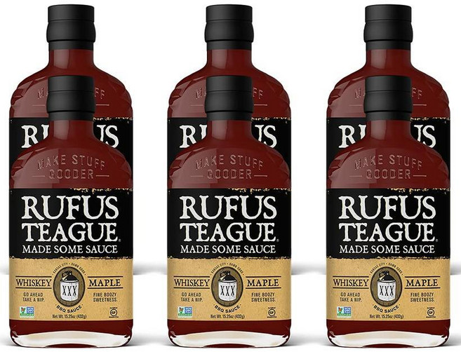Rufus Teague 레이프스 티그 위스키 메이플 바베큐 소스 6팩 432g, 1개