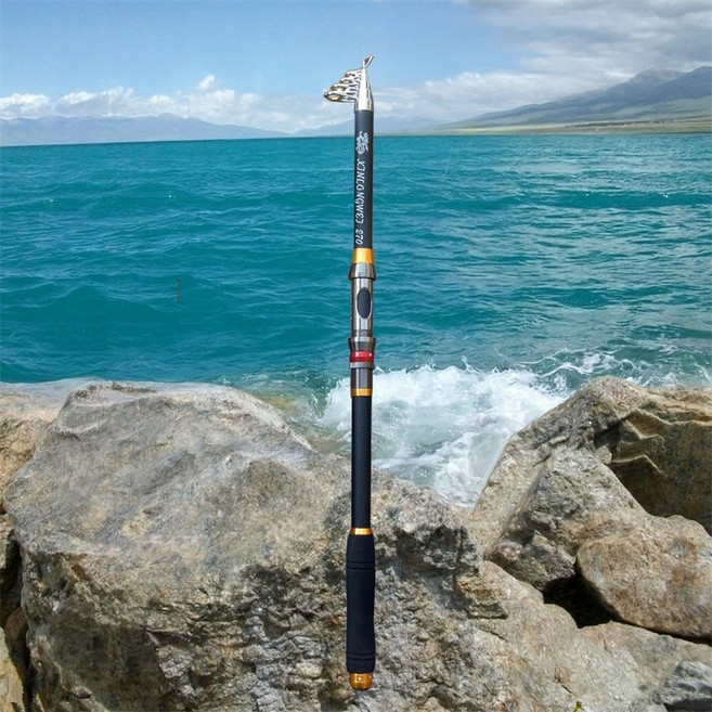 아라프로 텔레스코픽 원투낚시대 3.6m 휴대형 접이식 초경량 방파제 바다낚시, 블랙골드