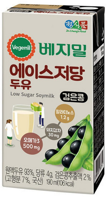 정식품/베지밀에이스190ml(16팩)X3박스/48팩/저당두유, 190ml, 48개