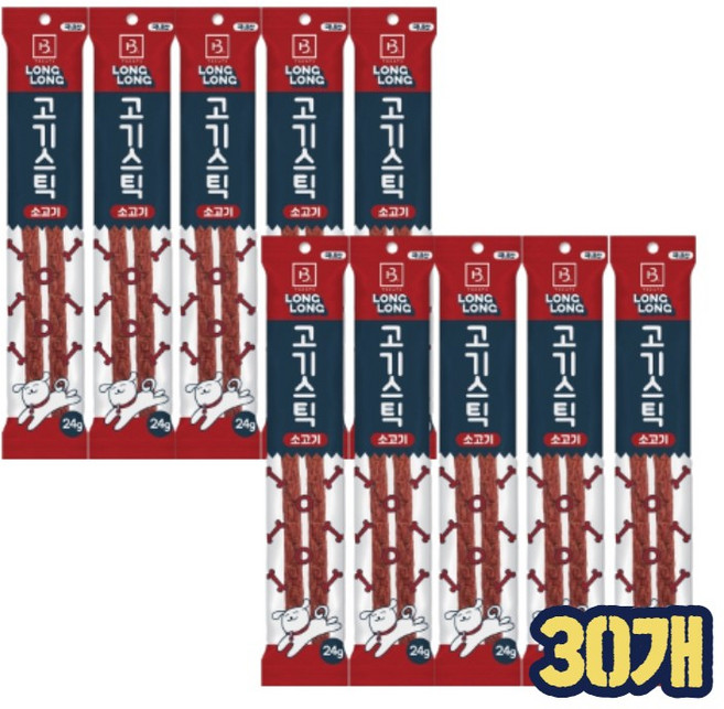 브리더랩 롱롱 고기스틱 고양이 간식 24g, 소고기, 30개