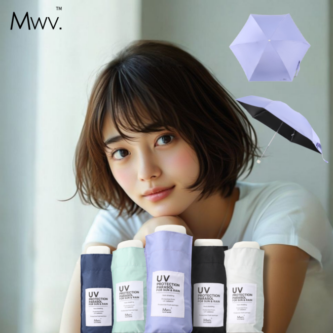 문웨이버 UV 99.9% 자외선 차단 초경량 5단 미니 우산 양산 + 선물박스