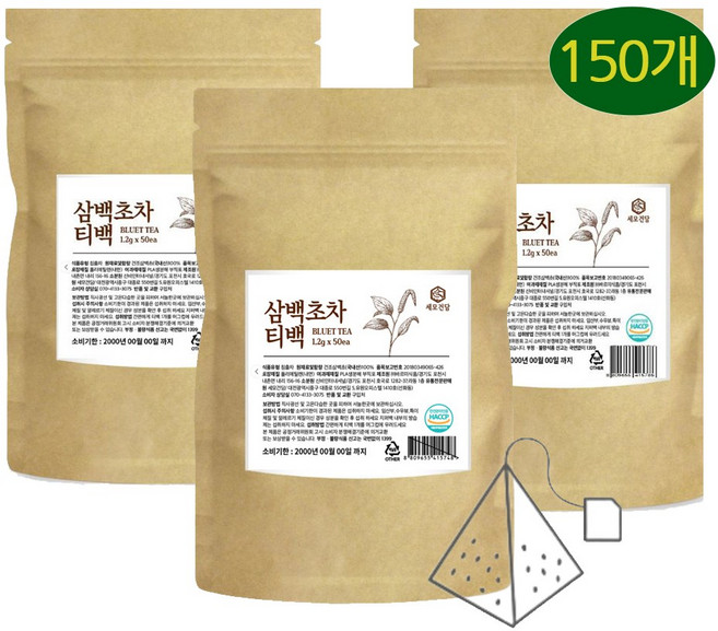 국산 삼백초차 티백 카페인없는 차, 3개, 50개입, 1.2g