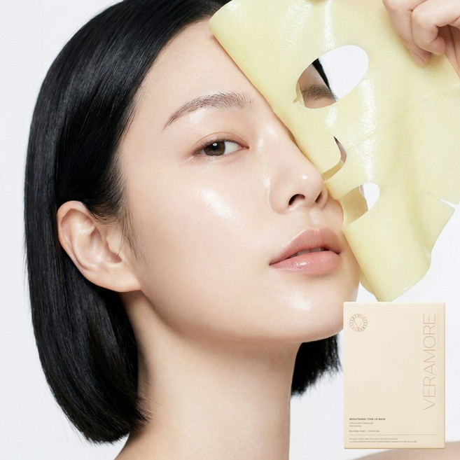 [미백 집중] 베라모어 톤업시트팩 노란기 커버+광채 레이어링 데일리 토닝 모찌마스크팩, 1개, 5개입