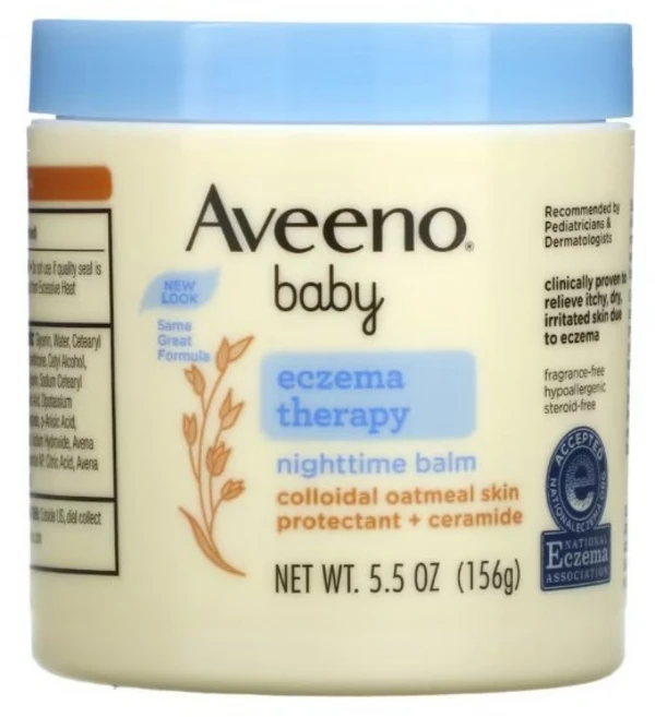 Aveeno 유아용 습진 테라피 나이트타임 크림 밤 향료 무함유 156g / 저자극 민감성 피부, 1개 - 쿠팡