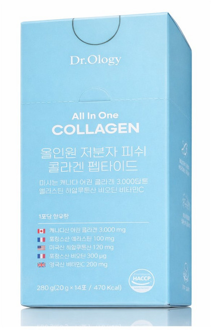 닥터올로지 올인원 저분자 피쉬 콜라겐 마시는 어린 300달톤 엘라스틴 히알루론산 비오틴, 1개, 280g