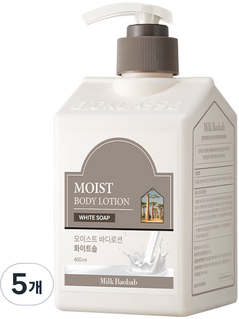 밀크바오밥 모이스트 바디로션 화이트솝, 400ml, 5개