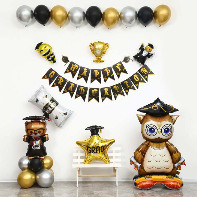 [파티랑]졸업축하파티 가랜드스탠딩풍선세트, 1세트, 04)부엉이 졸업축하세트