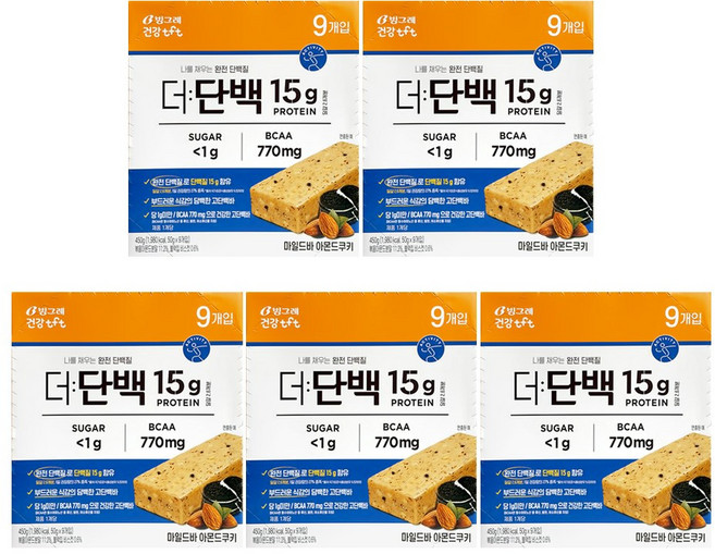 빙그레 더단백 프로틴바 마일드 아몬드쿠키, 50g, 45개