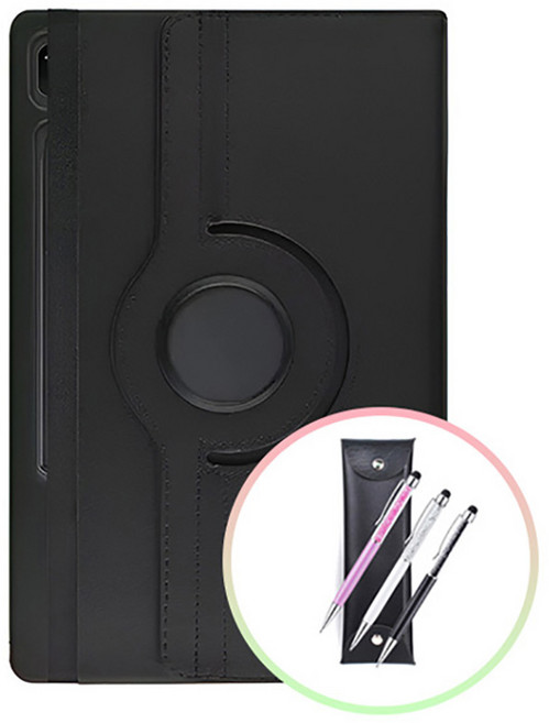 갤럭시탭S10 울트라 X920 회전 케이스+크리스탈 터치펜+펜 파우치, 블랙/펜+펜파우치, 블랙/펜+펜파우치, 1개