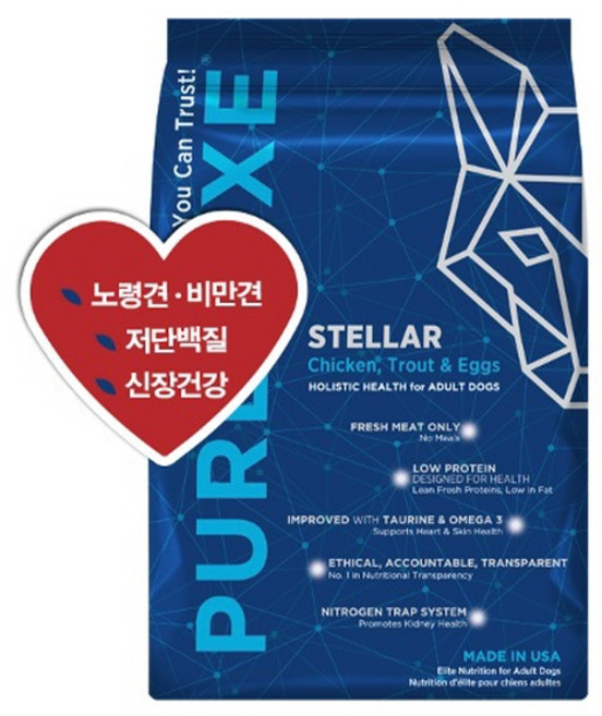 퓨어럭스 스텔라 1.8KG 신장 심장 관절건강 애견사료, 1.81kg, 1개, 닭+고구마