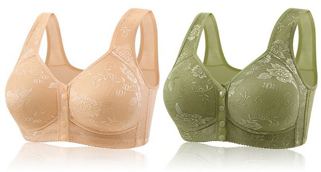 로르카 1+1 (2종세트) 여성 앞후크 노와이어 브라 풀컵 몰드컵 보정형 레이스 와이드숄더 속옷 브라 U02032031