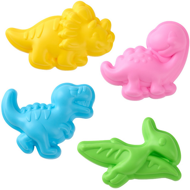 공룡 모래놀이 찍기 모양 틀 유아 샌드토이 입체 몰드, 1.찍기틀공룡4종, 1세트, 혼합, 99g