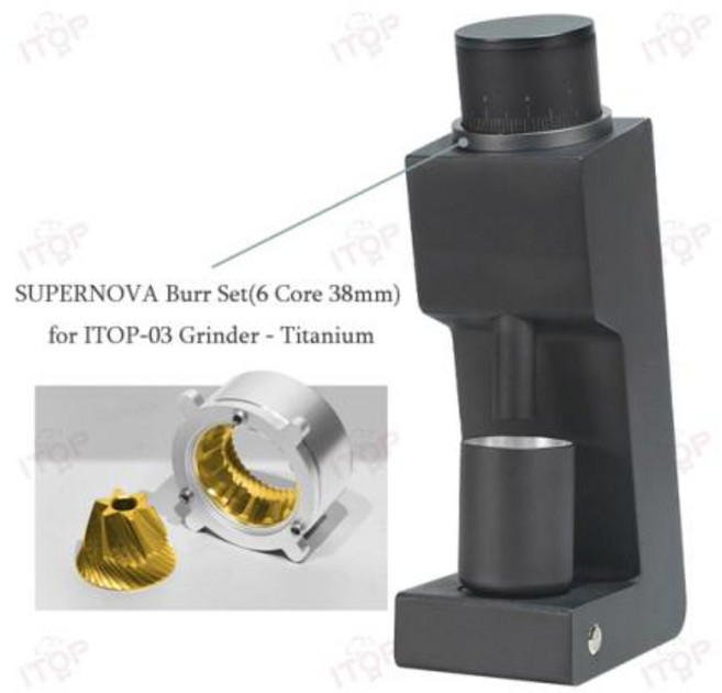 그라인더 연마기 ITOP 03 전기 커피 6 코어 38mm 버 가정용 콩 밀러 VS3 에스프레소 필터용, 20.Black - 110V 5060Hz - AU, 1개