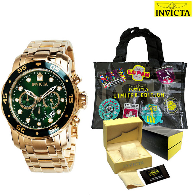 [한국공식수입원] 인빅타 Pro Diver Collection 남성용 크로노그래프 빅사이즈 메탈손목시계 0075(쇼핑백증정)