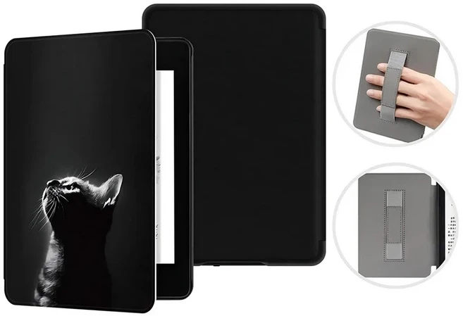 Kindle 11 세대 2024 케이스 핸드 스트랩 포함 6 인치 전자책 C2V2L3 자동 깨우기 수면 커버 PU 가죽 펀, 01 Kindle 11th Gen 2024, 49 Cat