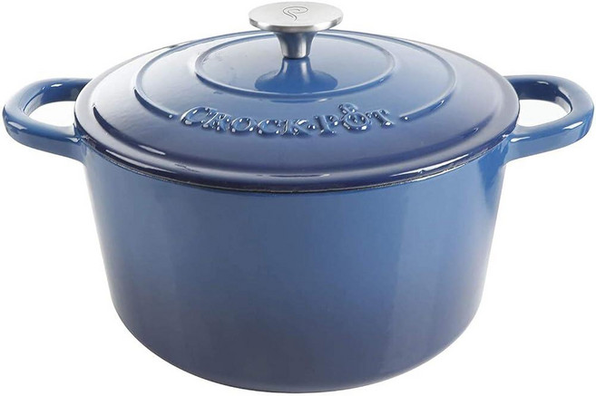 Crock Pot Artisan 원형 에나멜 주철 더치 오븐 5쿼트 선셋 오렌지 260917, 사파이어 블루