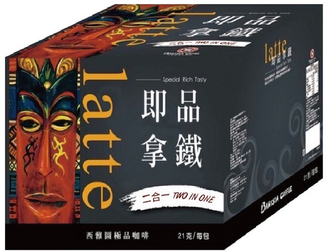 西雅圖 即品拿鐵, 1個, 即品拿鐵二合一(無加糖), 21g, 100個裝