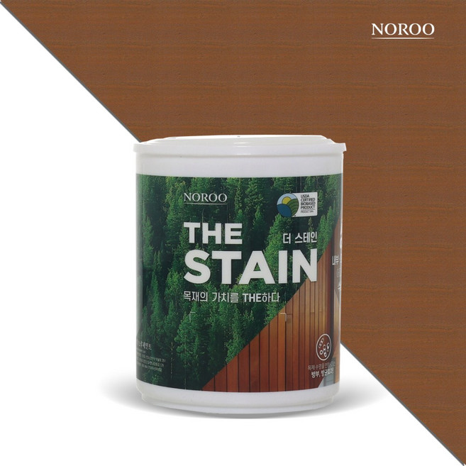 노루페인트 더스테인 수성스테인 내부 외부 친환경 + 붓세트, 월넛, 1L, 1개