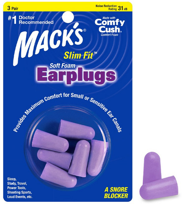 Macks 소프트 폼 슬림핏 소음방지 이어플러그, 1개, 3쌍