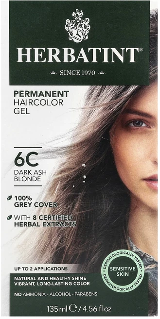 Herbatint 퍼머넌트 헤어컬러 젤 6C 다크 애쉬 블론드 170ml(5.75fl oz), Herbatint퍼머넌트헤어컬러젤6C다크애쉬블론드170, 1개 - 쿠팡