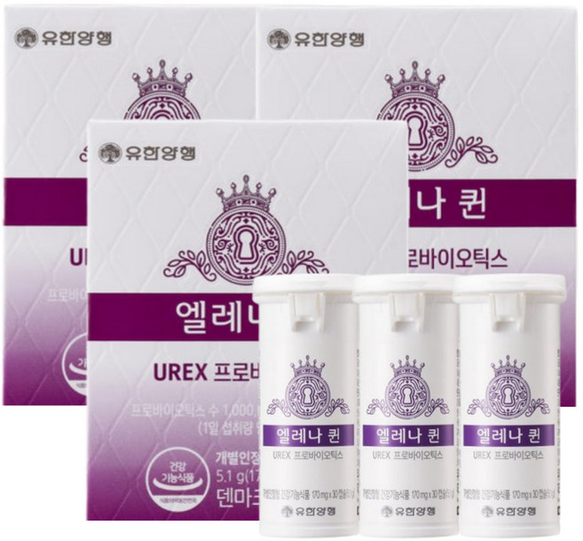 유한양행 엘레나 퀸 UREX 프로바이오틱스 여성 유산균, 30정, 3개