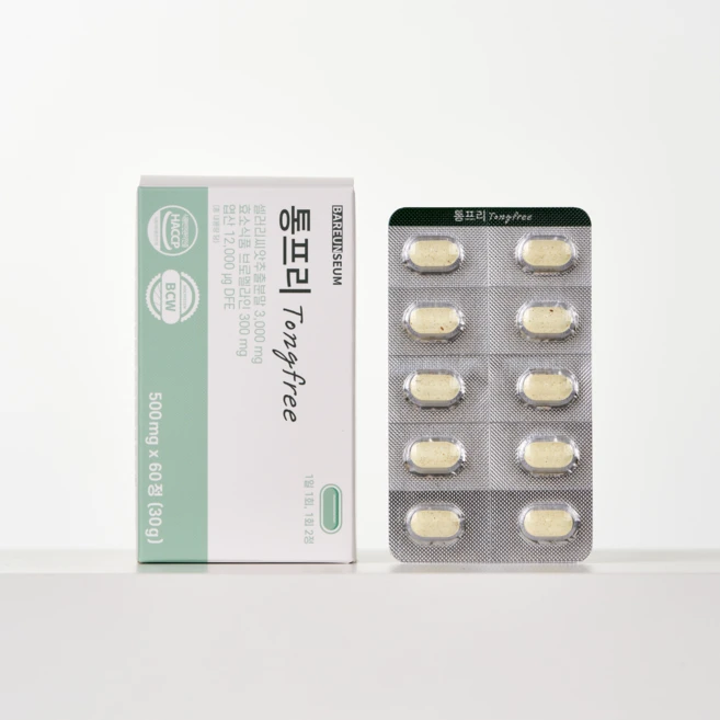 바른세움 통프리 엽산 브로멜라인 샐러리씨앗 500mg, 3개, 60정 - 쿠팡