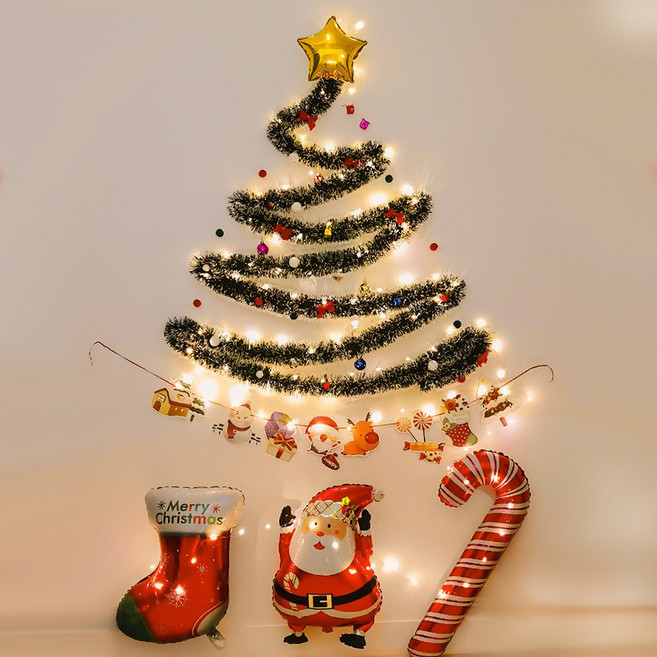 Hyades 크리스마스 DIY 벽트리 LED 전구 장식 세트, A 타입