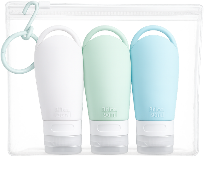 컴플리트 실리콘공병 90ml 3P PVC 파우치 혼합색상 1세트, 1개