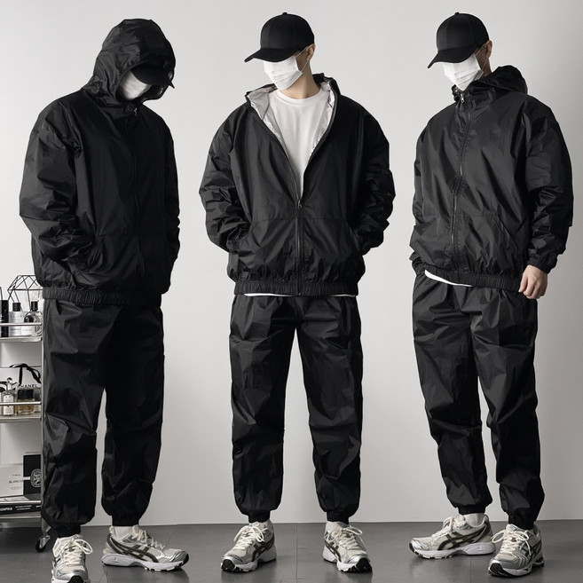 오프앤 남녀공용 후드 집업 땀복 다이어트 운동복 런닝 헬스 무지 땀복 상하 세트