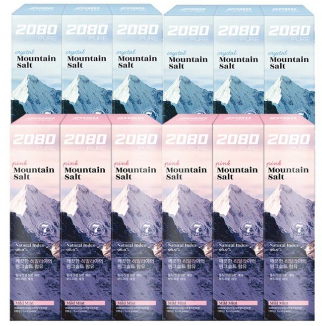 애경 2080 퓨어 마운틴 솔트치약 /핑크6+크리스탈6/대용량, 1개, 150g