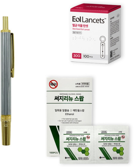 MedAll 사혈기+사혈침+알콜솜, 스텐사혈기+ 알콜솜100+ 사혈침100, 1개