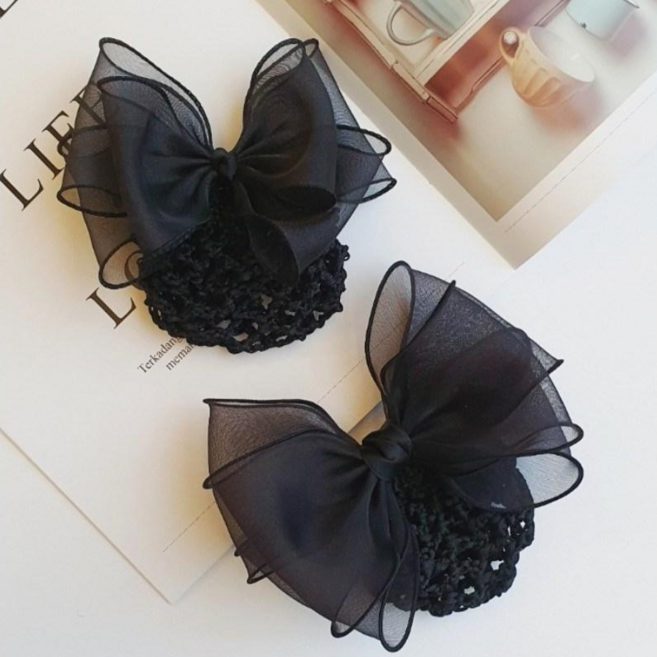 제이클레어 3단 쉬폰 리본 핀 머리망