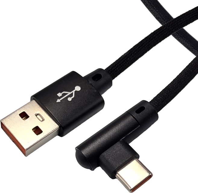 코벨 USB-A to C 90도 직각 6A 고속충전 패브릭 케이블 최대 66W, 1개, 블랙, 1.5m