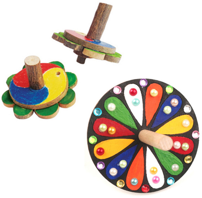 DIY 나만의 나무 팽이 만들기 키트 10개입 개별 세트, 2번 전통진주팽이, 1개